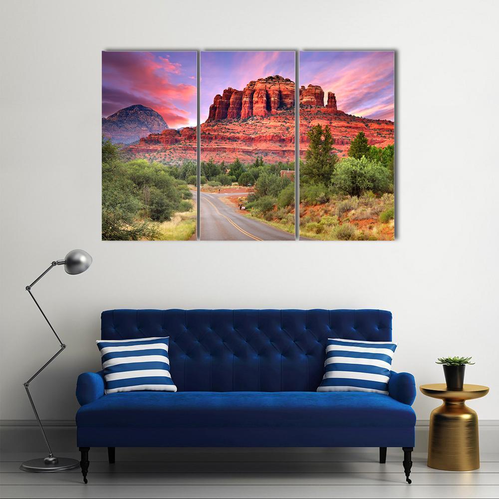 Scenic Drive Through Sedona Arizona Canvas Wall Art-3 Horizontal-Gallery Wrap-37" x 24"-Tiaracle