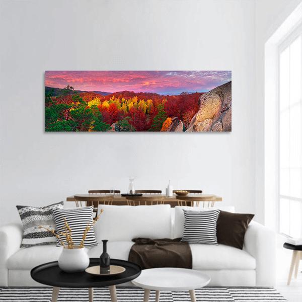 Dovbush Rocks Bubnyshche Panoramic Canvas Wall Art-1 Piece-36" x 12"-Tiaracle