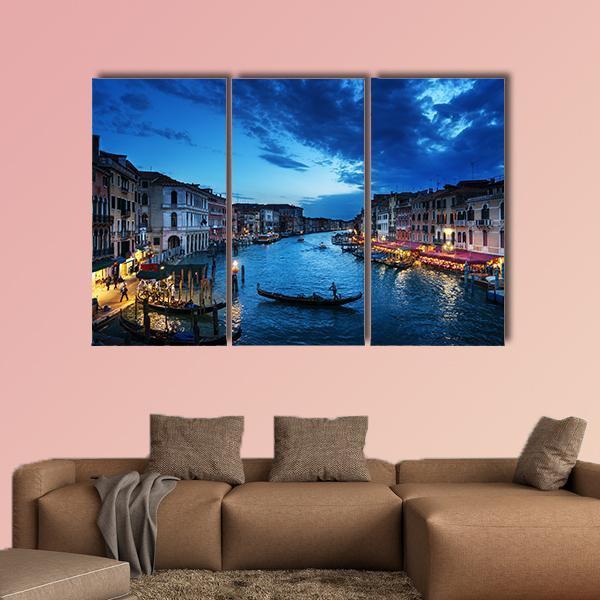 Grand Canal In Sunset Time Canvas Wall Art-3 Horizontal-Gallery Wrap-37" x 24"-Tiaracle