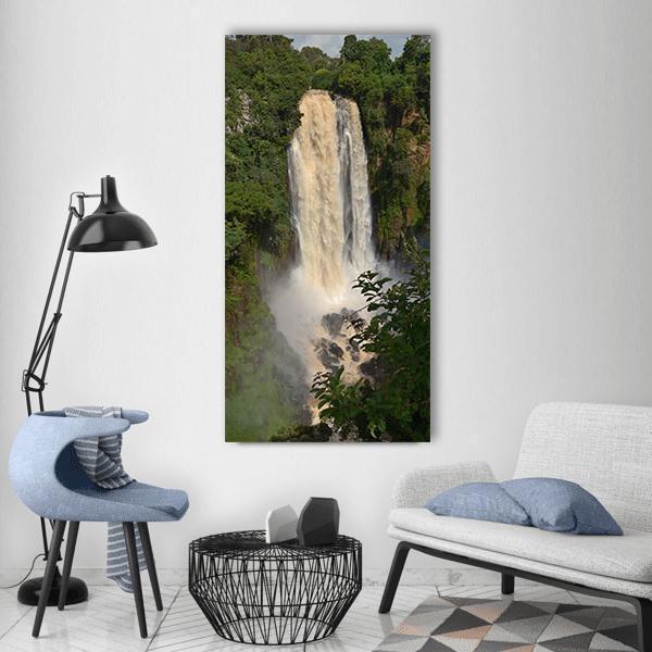 Scenic Kenya Waterfall Vertical Canvas Wall Art-1 Vertical-Gallery Wrap-12" x 24"-Tiaracle
