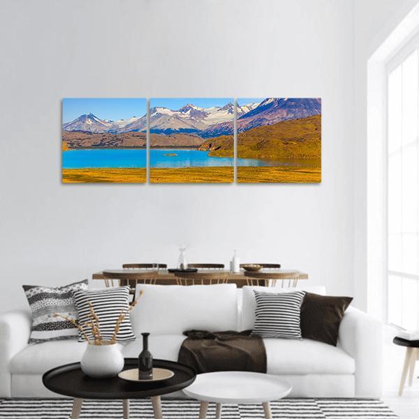Mirror Lake With Icy Water Panoramic Canvas Wall Art-3 Piece-25" x 08"-Tiaracle