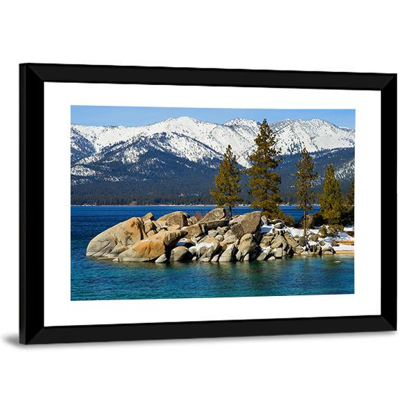 Scenic Lake Tahoe In Winter Canvas Wall Art-3 Horizontal-Gallery Wrap-25" x 16"-Tiaracle