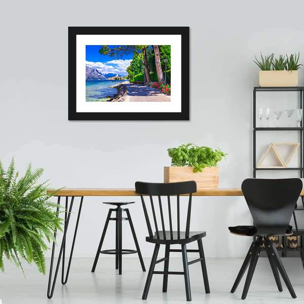 Scenic Landscape Of Lago Di Garda Canvas Wall Art-3 Horizontal-Gallery Wrap-25" x 16"-Tiaracle