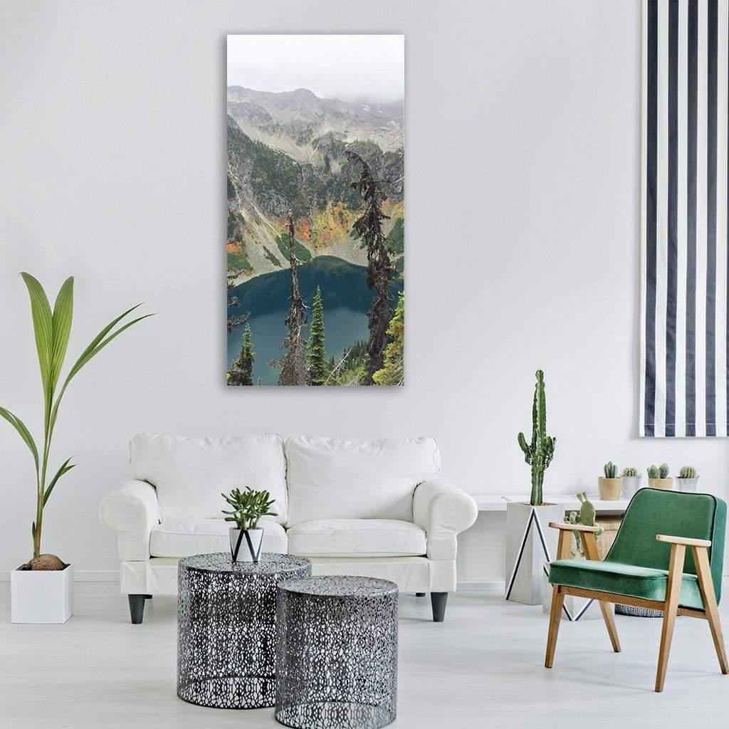 Scenic Mountain Lake Vertical Canvas Wall Art-1 Vertical-Gallery Wrap-12" x 24"-Tiaracle