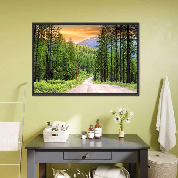 Scenic Rural Drive In Montana Canvas Wall Art-1 Piece-Floating Frame-24" x 16"-Tiaracle