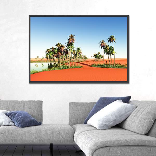 Scenic View Of African Oasis Canvas Wall Art-3 Horizontal-Gallery Wrap-25" x 16"-Tiaracle