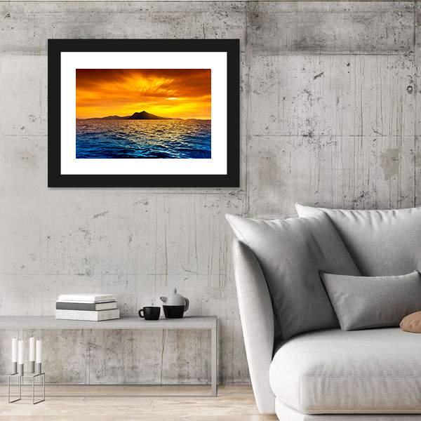 Scenic View Of Island During Sunset Panoramic Canvas Wall Art-1 Piece-36" x 12"-Tiaracle