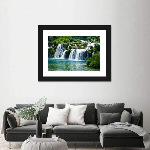 Scenic Waterfall Canvas Wall Art-3 Horizontal-Gallery Wrap-25" x 16"-Tiaracle
