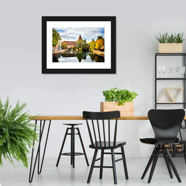 Schlayer Hallergate Bridge Over The Pegnitz River Canvas Wall Art-3 Horizontal-Gallery Wrap-25" x 16"-Tiaracle