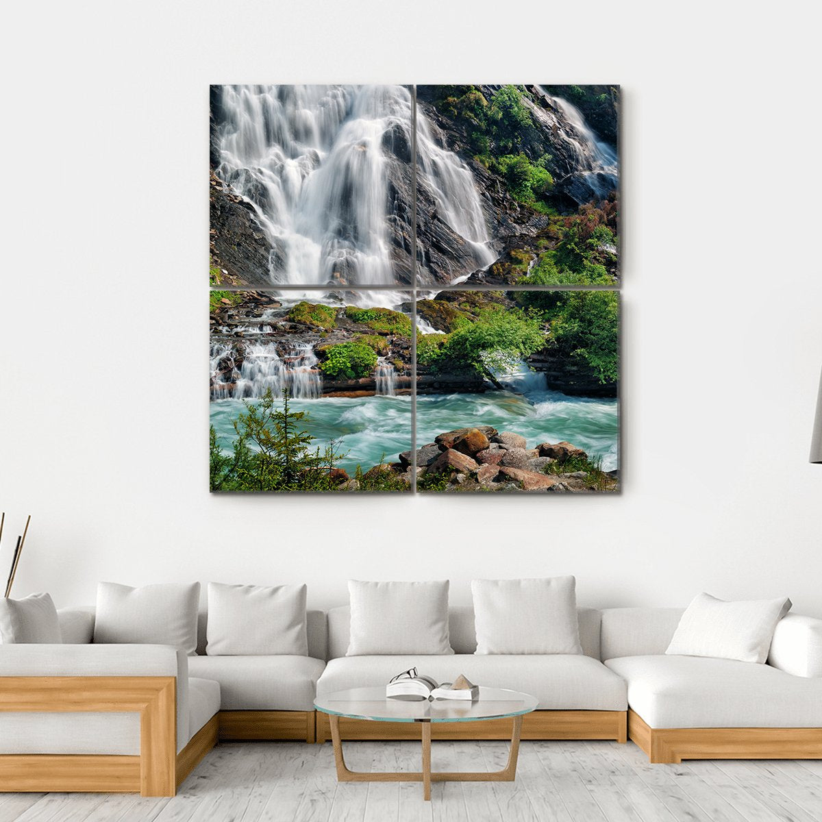 Schleierfall Waterfall Canvas Wall Art-4 Square-Gallery Wrap-17" x 17"-Tiaracle