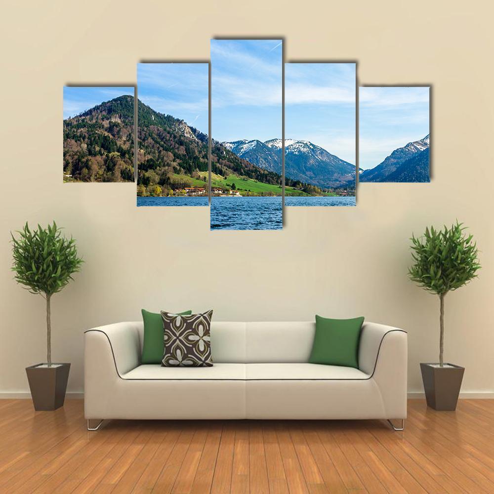 Schliersee Lake In Bavaria Canvas Wall Art-5 Star-Gallery Wrap-62" x 32"-Tiaracle