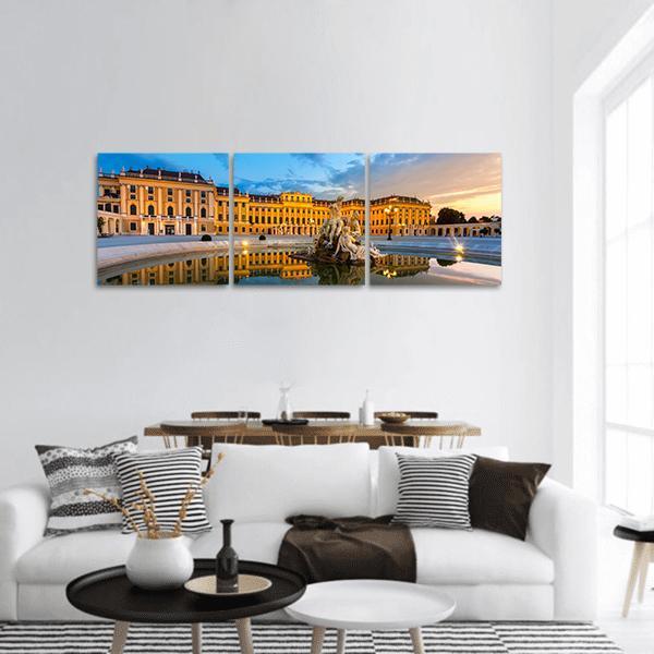 Schonbrunn Palace in Vienna Austria Panoramic Canvas Wall Art-3 Piece-25" x 08"-Tiaracle