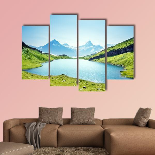 Schreckhorn And Wetterhorn From Bachalpsee Lake Canvas Wall Art-4 Pop-Gallery Wrap-50" x 32"-Tiaracle