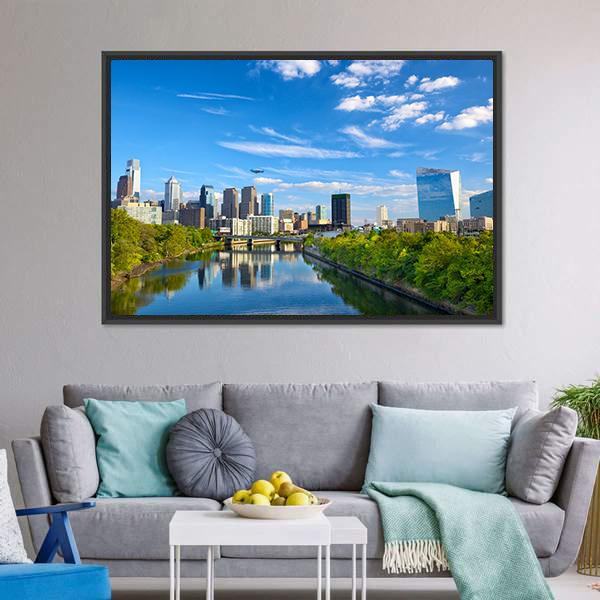 Schuylkill River Canvas Wall Art-3 Horizontal-Gallery Wrap-25" x 16"-Tiaracle