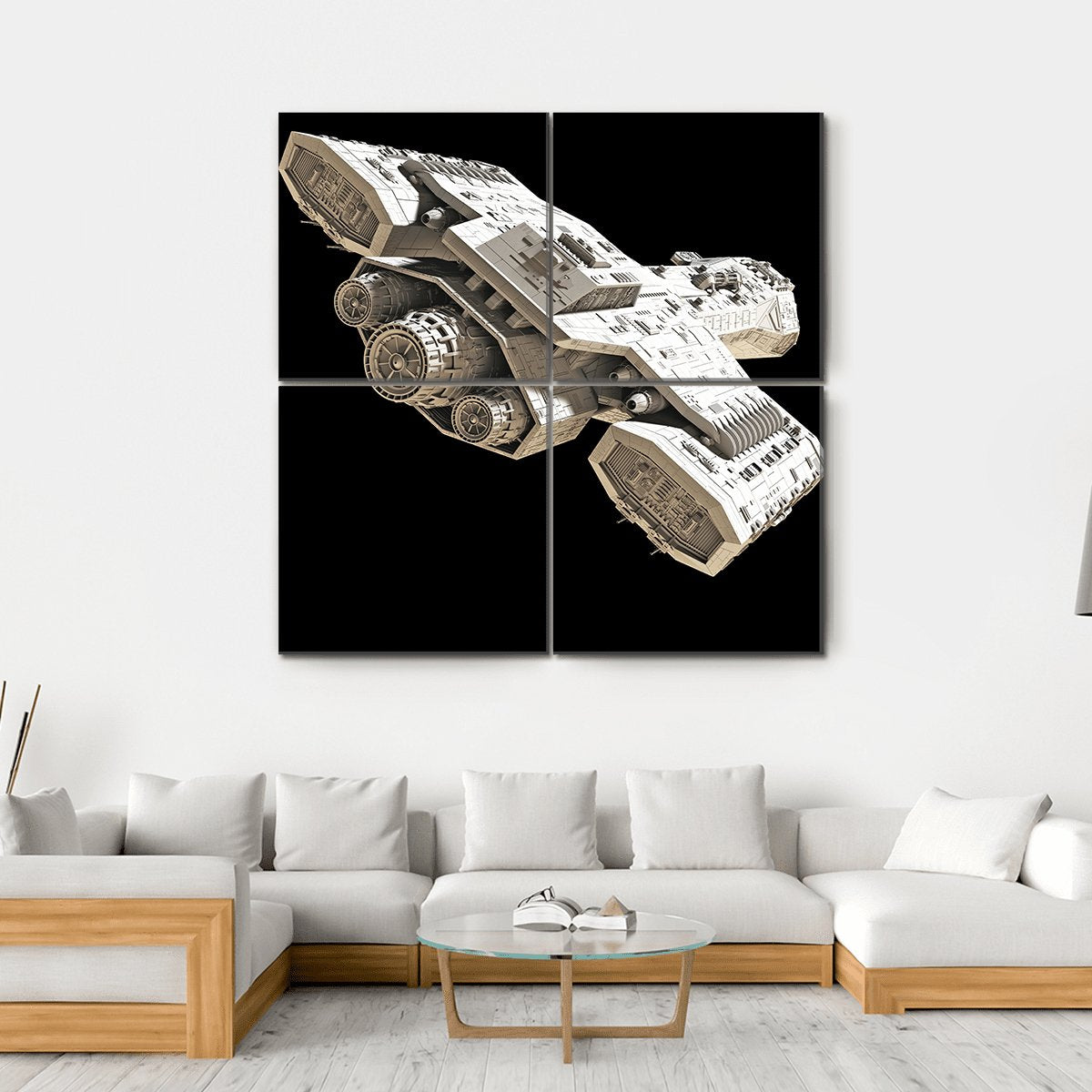 Science Fiction Spaceship Canvas Wall Art-4 Square-Gallery Wrap-17" x 17"-Tiaracle