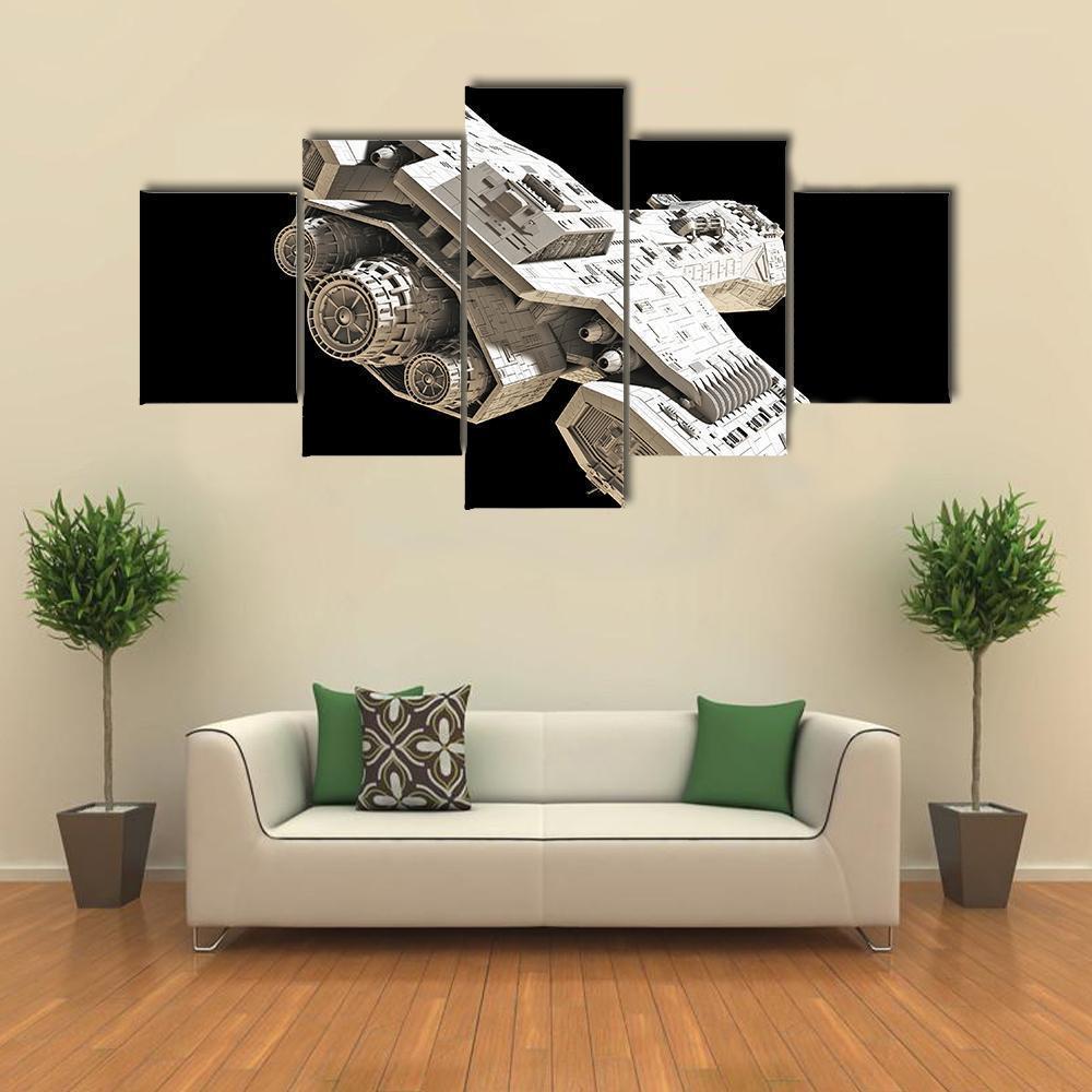 Science Fiction Spaceship Canvas Wall Art-5 Star-Gallery Wrap-62" x 32"-Tiaracle