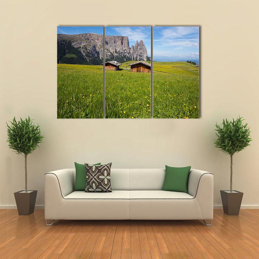 Sciliar Mountain Massif With Santner Peak Canvas Wall Art-3 Horizontal-Gallery Wrap-37" x 24"-Tiaracle