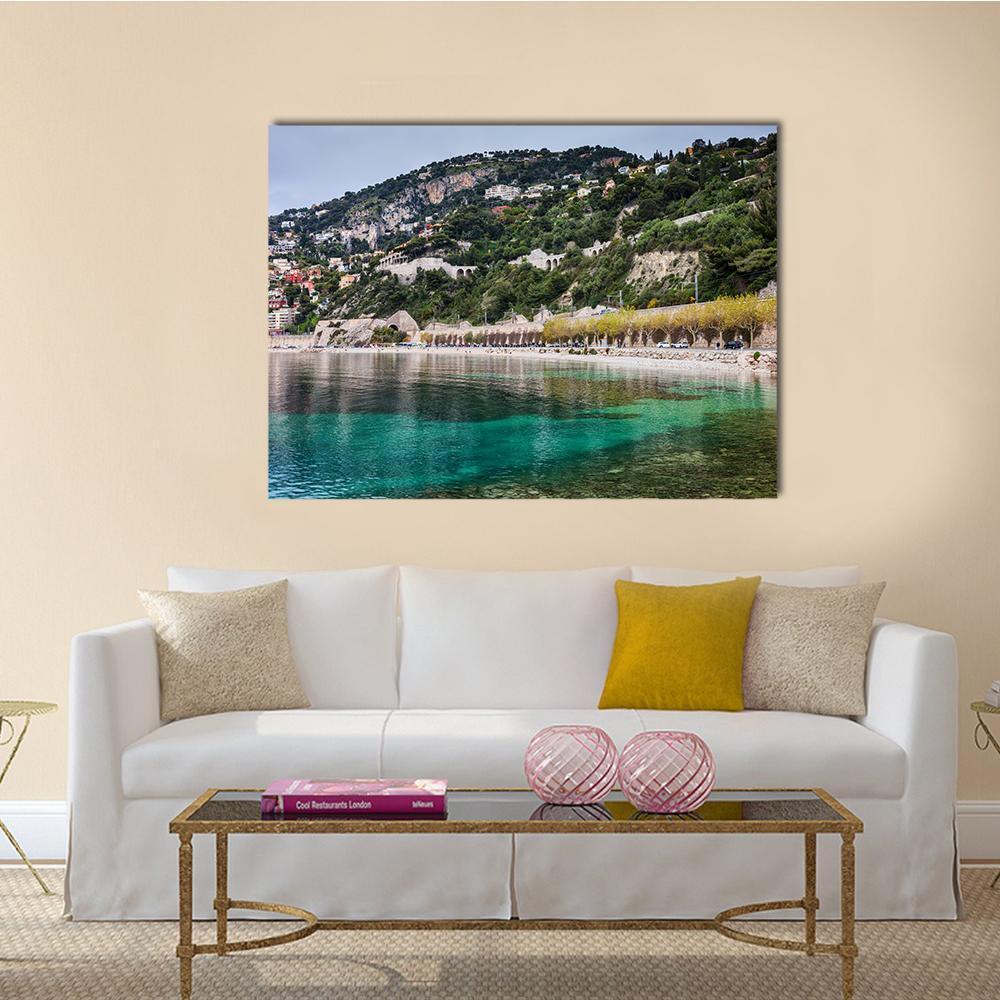 Sea Bay And French Riviera Canvas Wall Art-1 Piece-Gallery Wrap-48" x 32"-Tiaracle