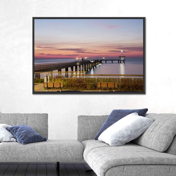 Sea Bridge In Burgas Bay In Bulgaria Canvas Wall Art-3 Horizontal-Gallery Wrap-25" x 16"-Tiaracle