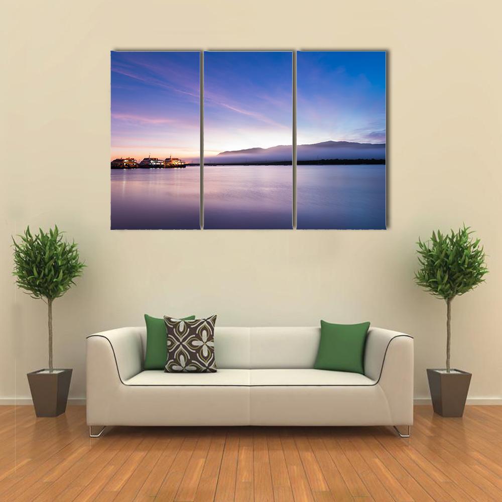 Sea Coast At Sunrise Canvas Wall Art-3 Horizontal-Gallery Wrap-37" x 24"-Tiaracle
