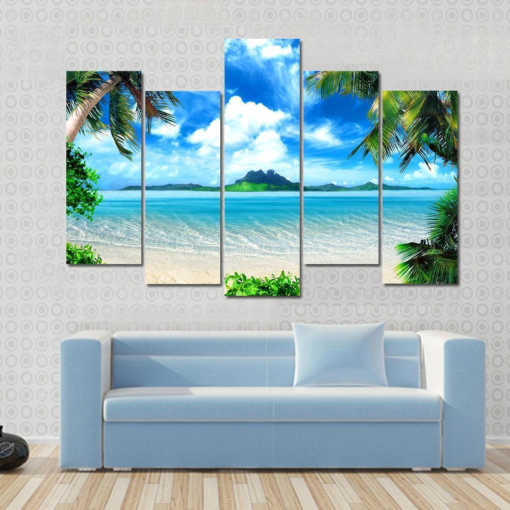 Sea From Tropical Coast Canvas Wall Art-5 Pop-Gallery Wrap-47" x 32"-Tiaracle