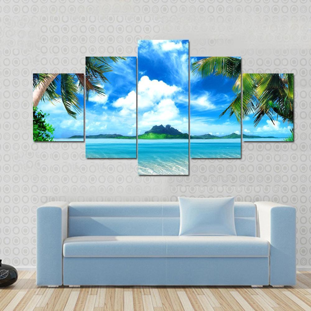 Sea From Tropical Coast Canvas Wall Art-5 Star-Gallery Wrap-62" x 32"-Tiaracle