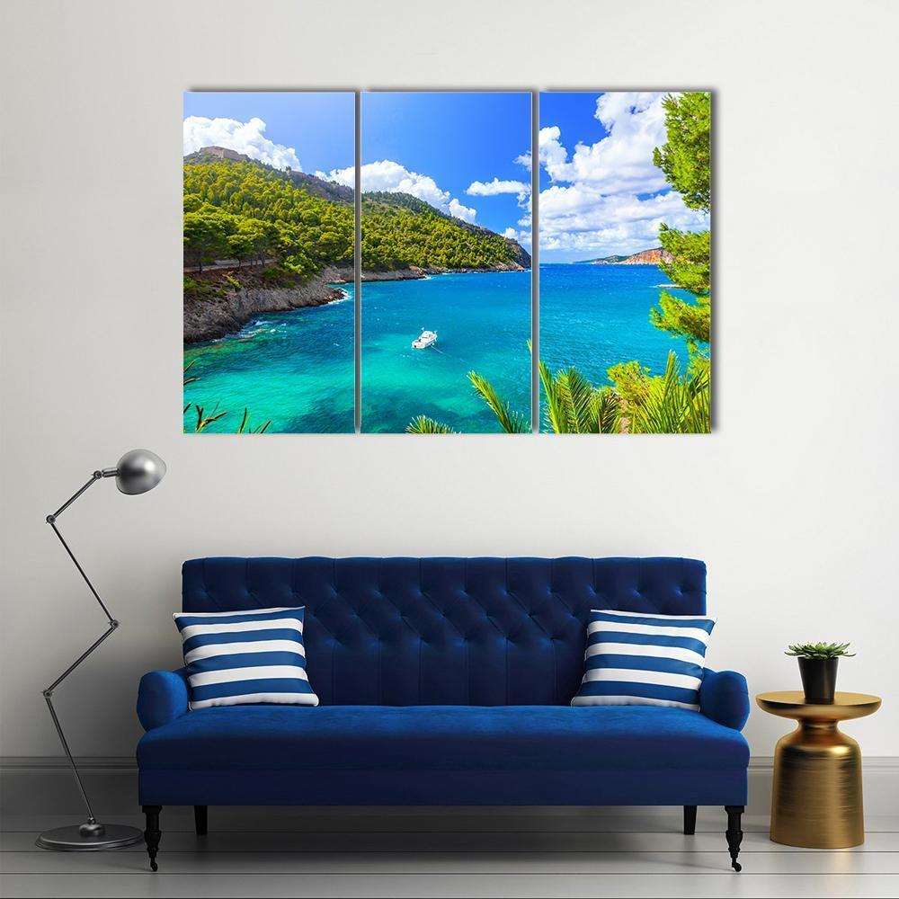 Sea Landscape In Kefalonia Canvas Wall Art-3 Horizontal-Gallery Wrap-37" x 24"-Tiaracle