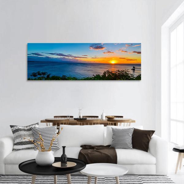 Sea Under Evening Sunset Panoramic Canvas Wall Art-1 Piece-36" x 12"-Tiaracle