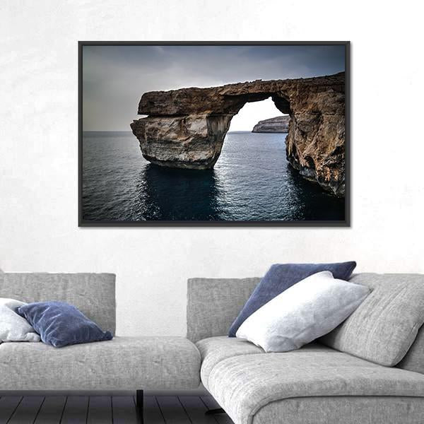 Sea View To Azure Window Canvas Wall Art-3 Horizontal-Gallery Wrap-25" x 16"-Tiaracle