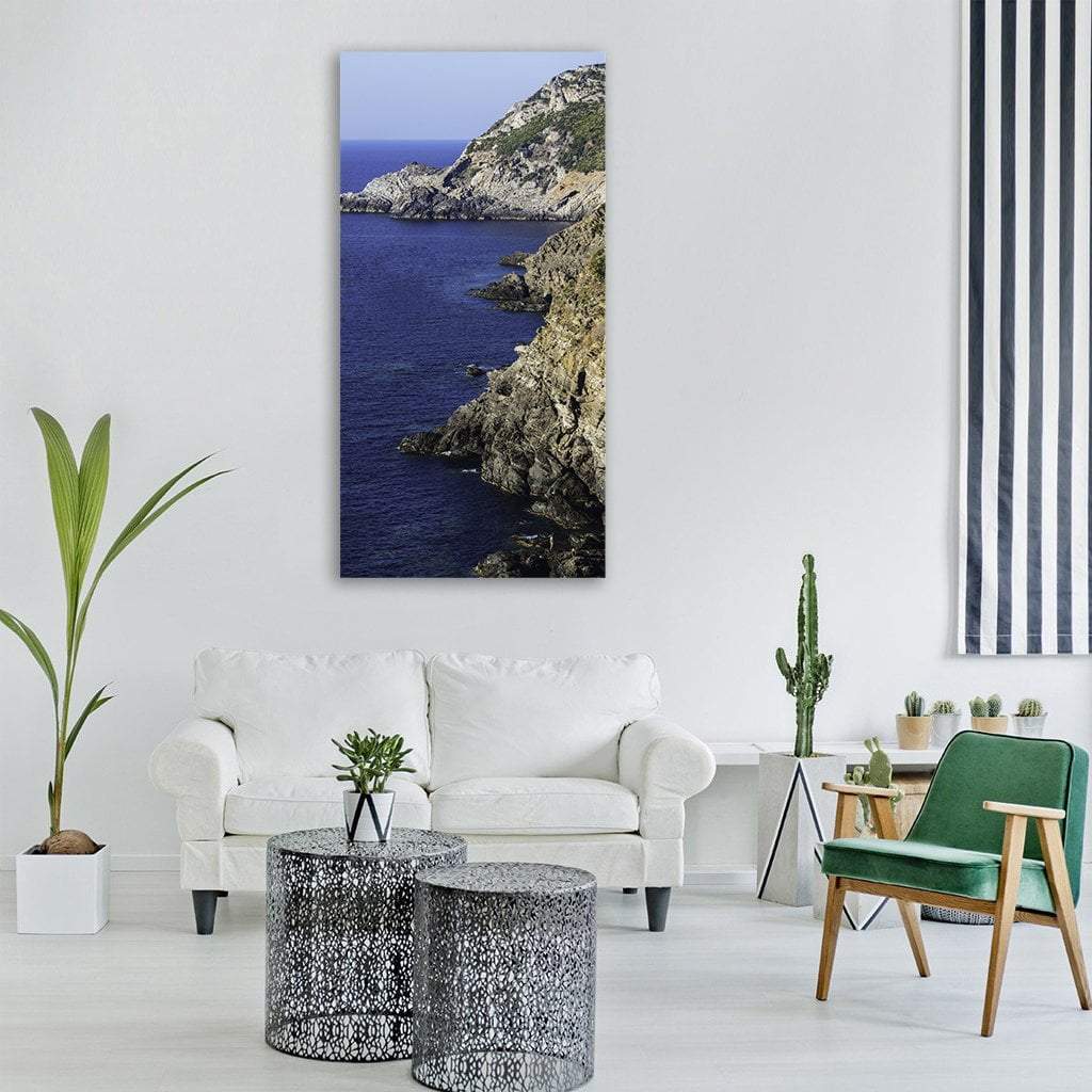 Sea With Cliffs Landscape Vertical Canvas Wall Art-1 Vertical-Gallery Wrap-12" x 24"-Tiaracle