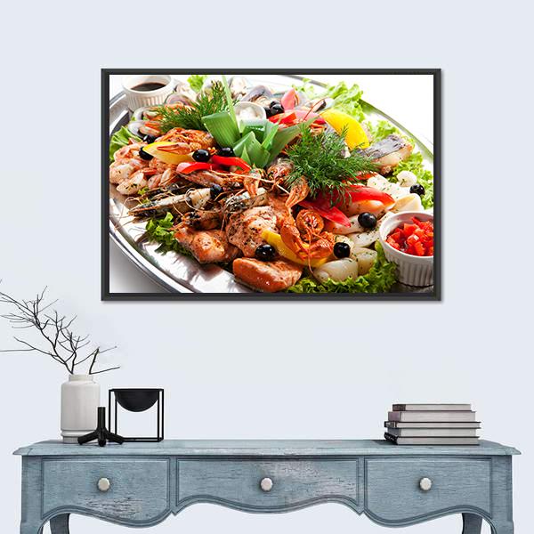 Seafood Canvas Wall Art-1 Piece-Floating Frame-24" x 16"-Tiaracle