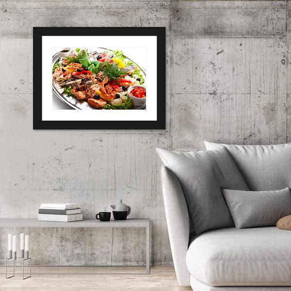 Seafood Canvas Wall Art-3 Horizontal-Gallery Wrap-25" x 16"-Tiaracle