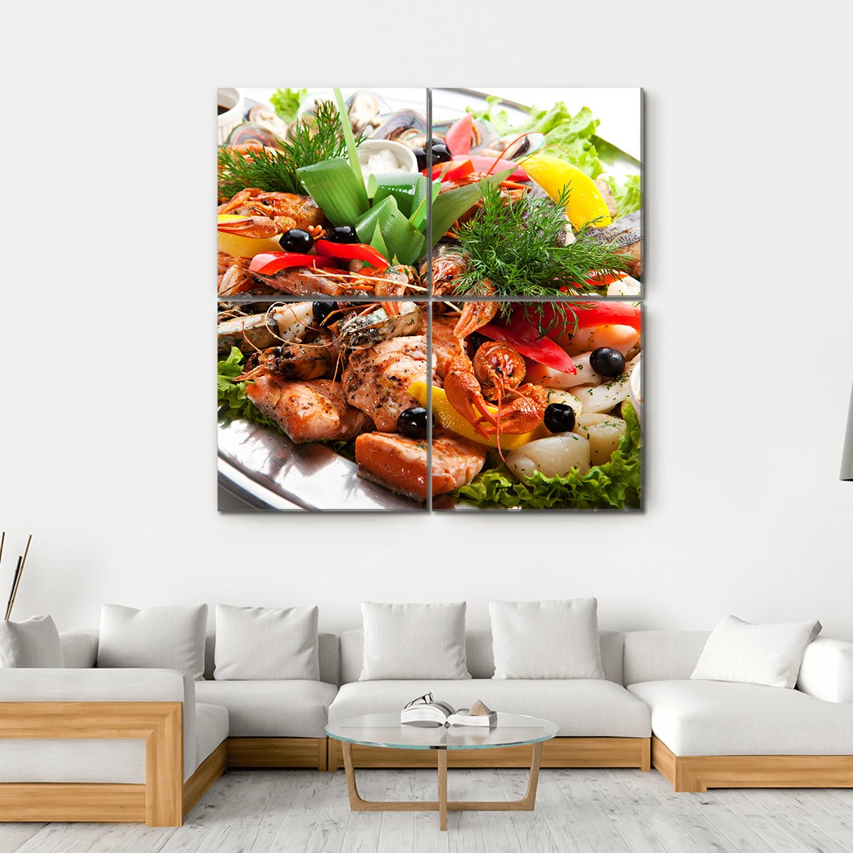 Seafood Canvas Wall Art-4 Square-Gallery Wrap-17" x 17"-Tiaracle