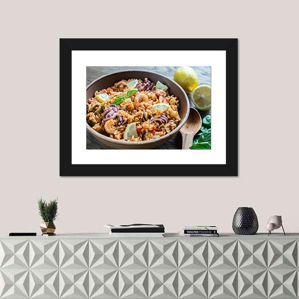 Seafood Paella Canvas Wall Art-1 Piece-Framed Print-20" x 16"-Tiaracle