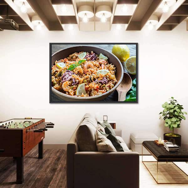 Seafood Paella Canvas Wall Art-5 Horizontal-Gallery Wrap-22" x 12"-Tiaracle