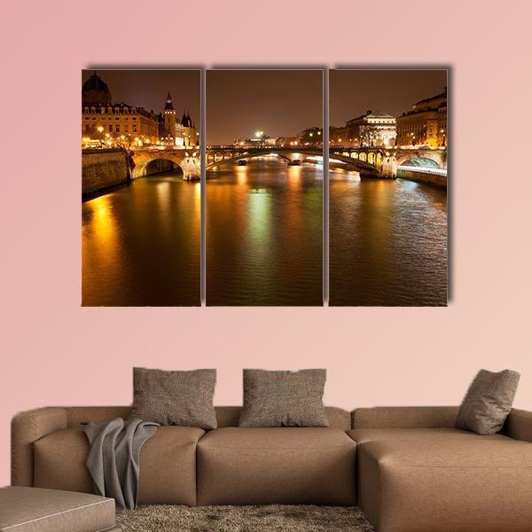 Seine River With Pont Notre Dame In Paris Canvas Wall Art-3 Horizontal-Gallery Wrap-37" x 24"-Tiaracle