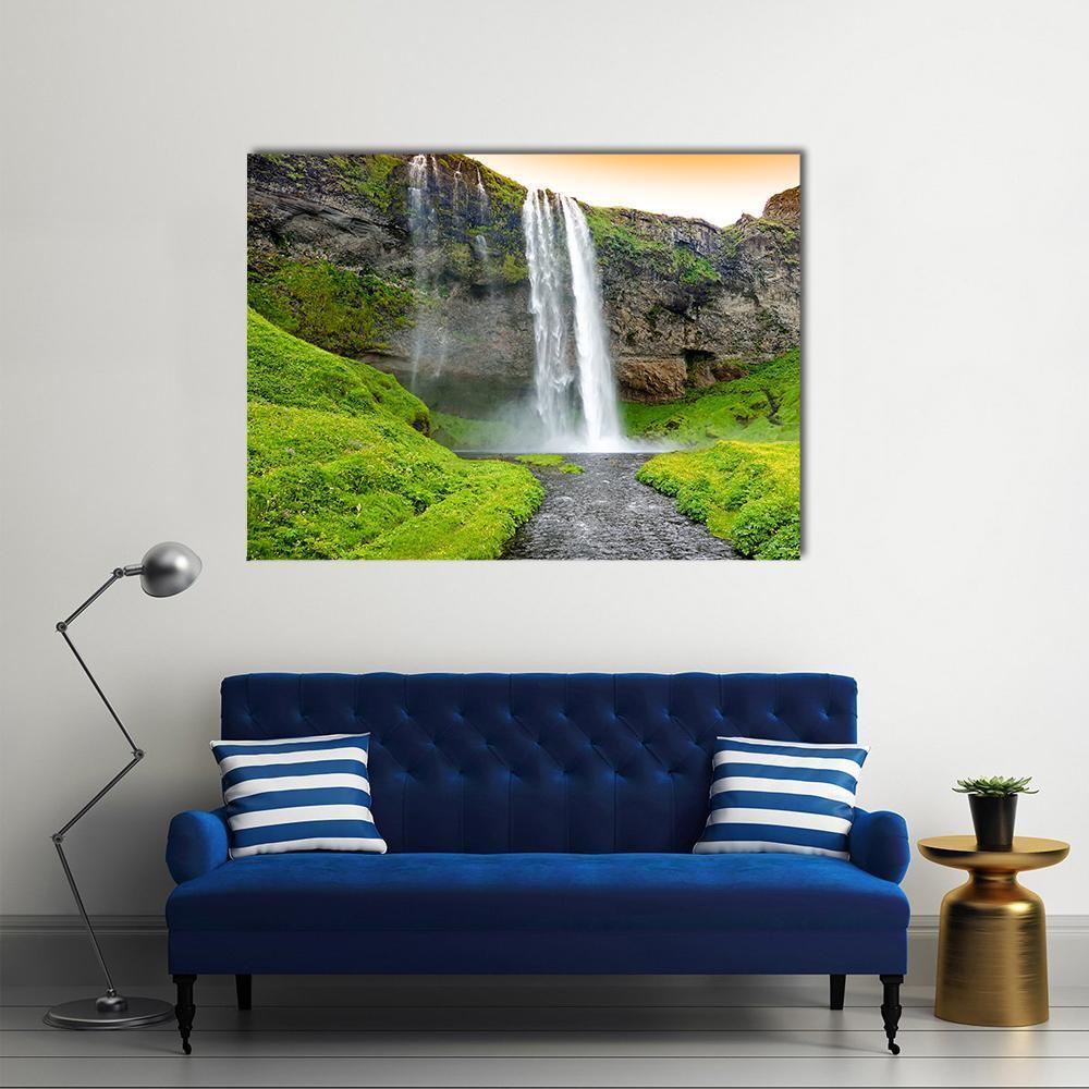 Seljandsfoss Waterfall In Iceland Canvas Wall Art-1 Piece-Gallery Wrap-48" x 32"-Tiaracle