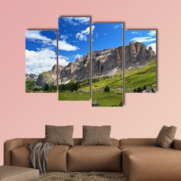Sella Mountain In Italian Dolomites Canvas Wall Art-4 Pop-Gallery Wrap-50" x 32"-Tiaracle
