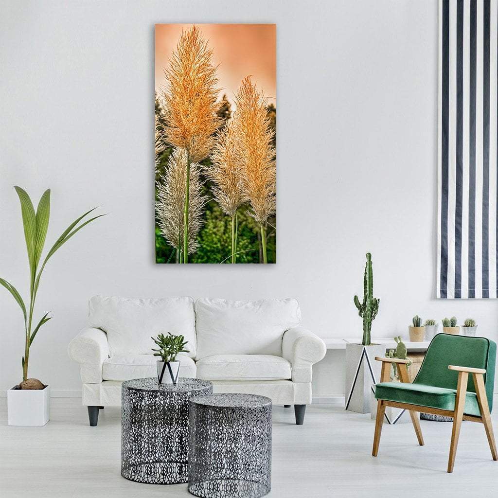 Selloana Flora Plant Under Sky Vertical Canvas Wall Art-1 Vertical-Gallery Wrap-12" x 24"-Tiaracle