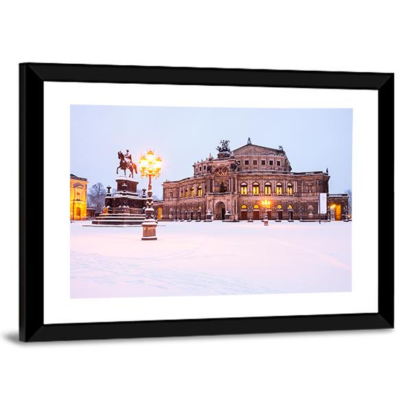 Semperoper In The Winter Time Canvas Wall Art-3 Horizontal-Gallery Wrap-25" x 16"-Tiaracle