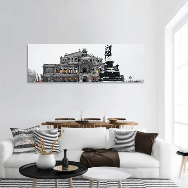 Semperoper In The Winter Time Panoramic Canvas Wall Art-1 Piece-36" x 12"-Tiaracle