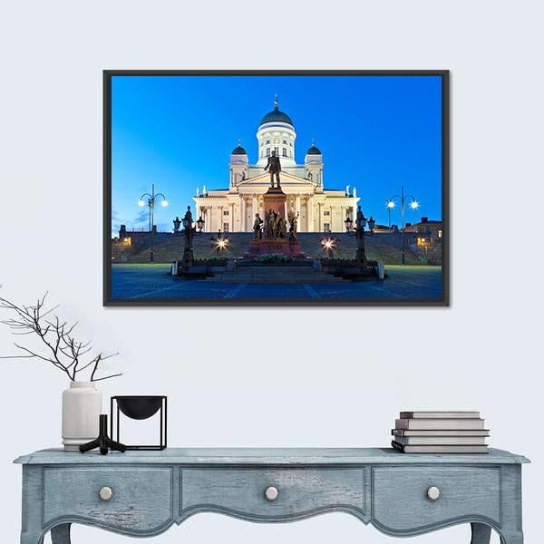 Senate Square With Lutheran Cathedral Canvas Wall Art-1 Piece-Floating Frame-24" x 16"-Tiaracle
