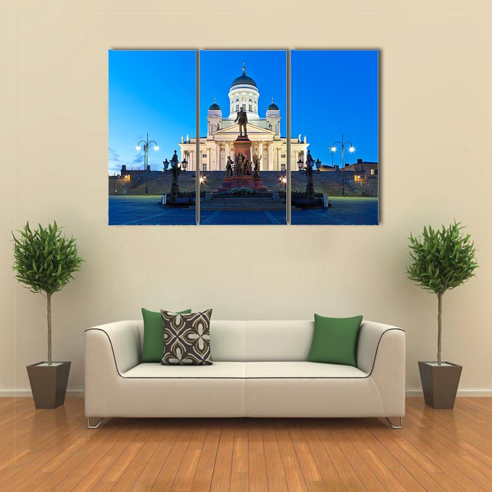 Senate Square With Lutheran Cathedral Canvas Wall Art-3 Horizontal-Gallery Wrap-37" x 24"-Tiaracle