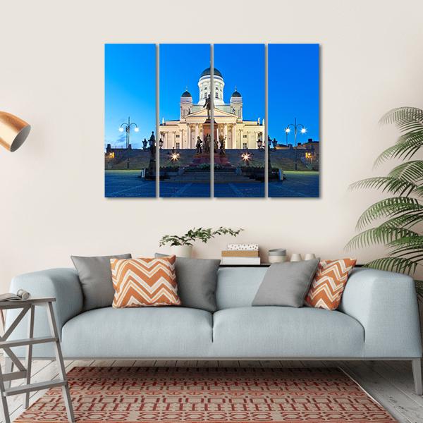 Senate Square With Lutheran Cathedral Canvas Wall Art-4 Horizontal-Gallery Wrap-34" x 24"-Tiaracle