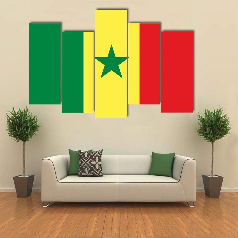 Senegal Flag Canvas Wall Art-5 Pop-Gallery Wrap-47" x 32"-Tiaracle