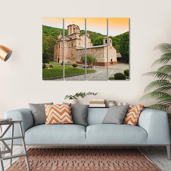 Serbian Orthodox Monastery Ravanica Canvas Wall Art-4 Horizontal-Gallery Wrap-34" x 24"-Tiaracle
