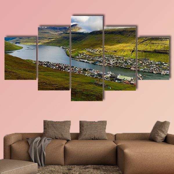 Settlement On Bordoy Canvas Wall Art-5 Star-Gallery Wrap-62" x 32"-Tiaracle