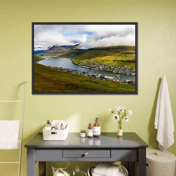 Settlement On Bordoy Canvas Wall Art-1 Piece-Floating Frame-24" x 16"-Tiaracle