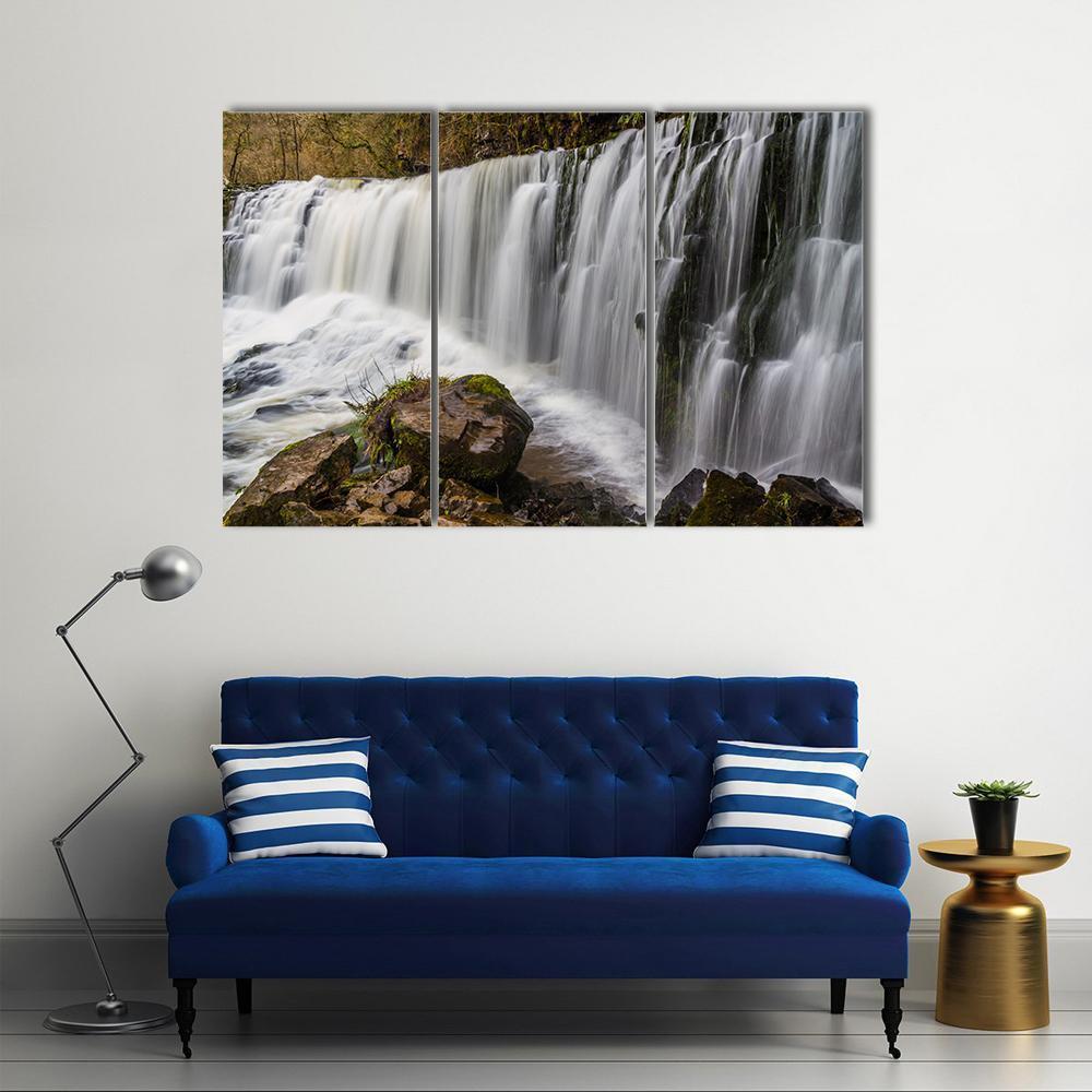 Sgwd Isaf Clun-Gwyn Falls Canvas Wall Art-3 Horizontal-Gallery Wrap-37" x 24"-Tiaracle