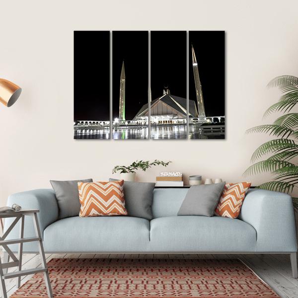 Shah Faisal Mosque Pakistan Canvas Wall Art-4 Horizontal-Gallery Wrap-34" x 24"-Tiaracle